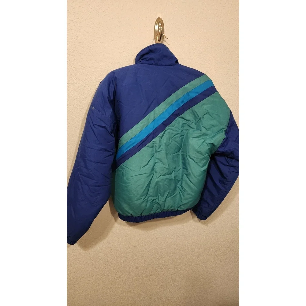 Vintage 80s 90s Retro Ocean Pacific Puffer Jacket Blue‎ Stripped Small EUC - Picture 4 of 4